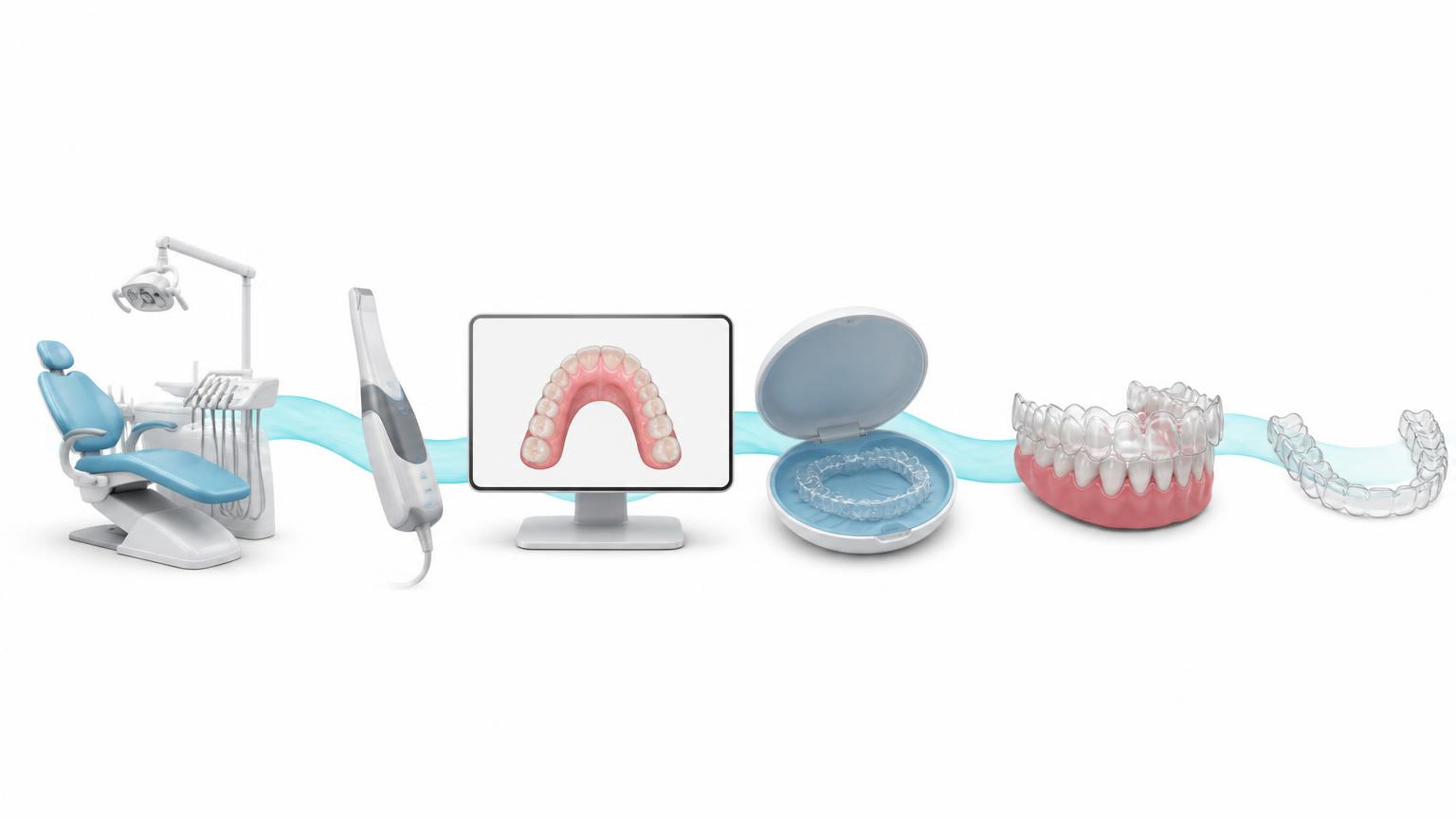 Connected visual sequence of the clear aligner treatment journey