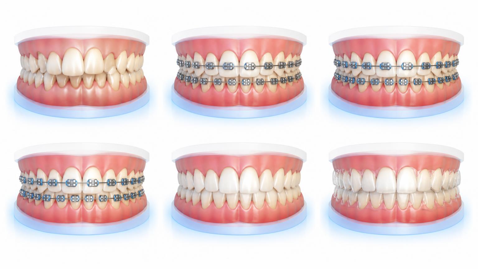 Connected visual sequence of the fixed braces treatment journey