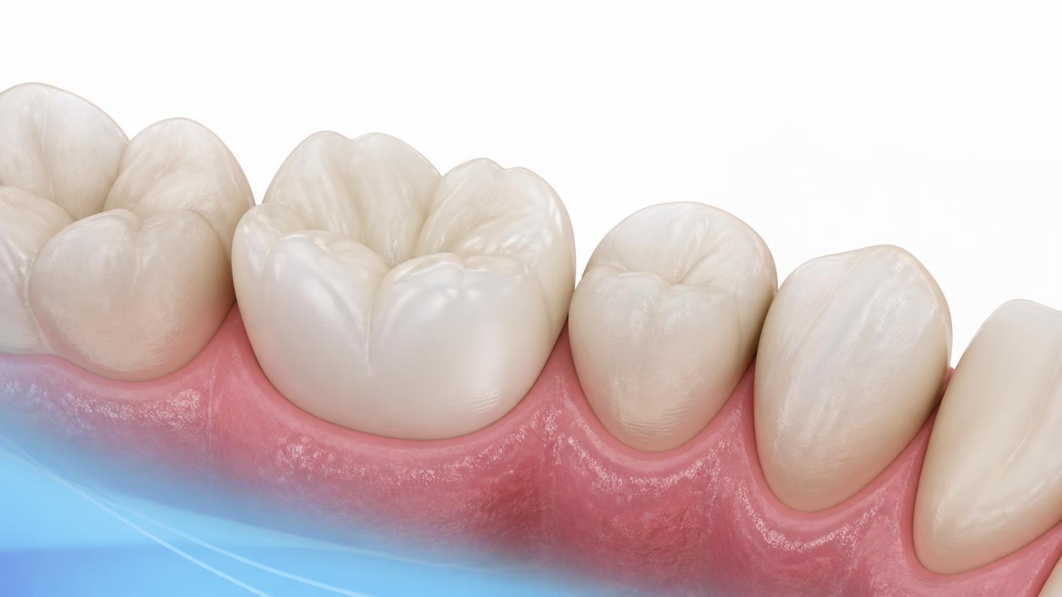 Illustration of a tooth restored with a natural-looking crown matched to the surrounding teeth
