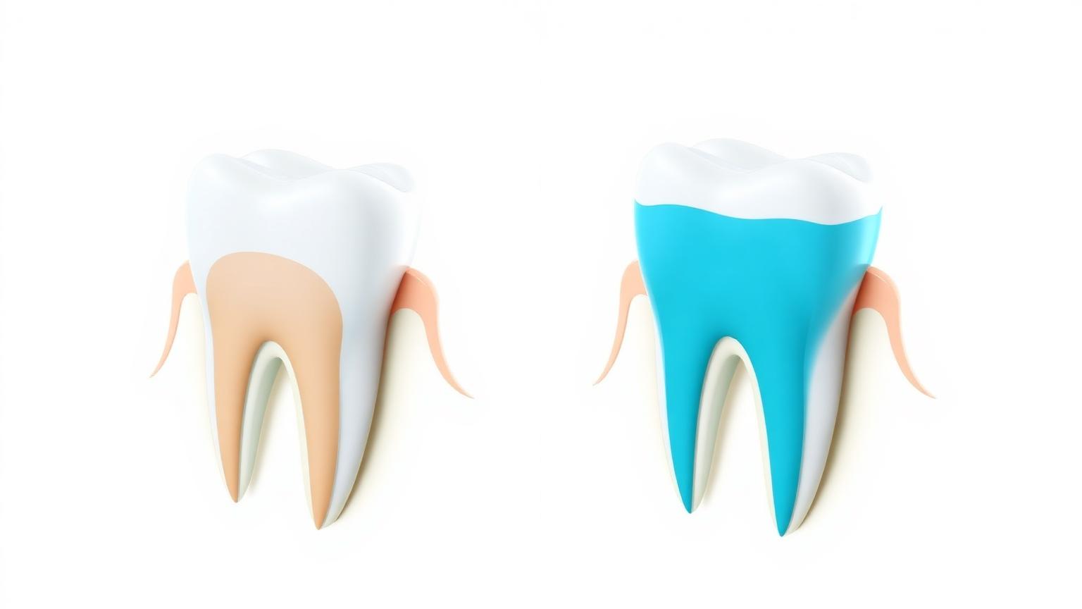 Illustration comparing healthy supporting bone around a tooth root with reduced bone support
