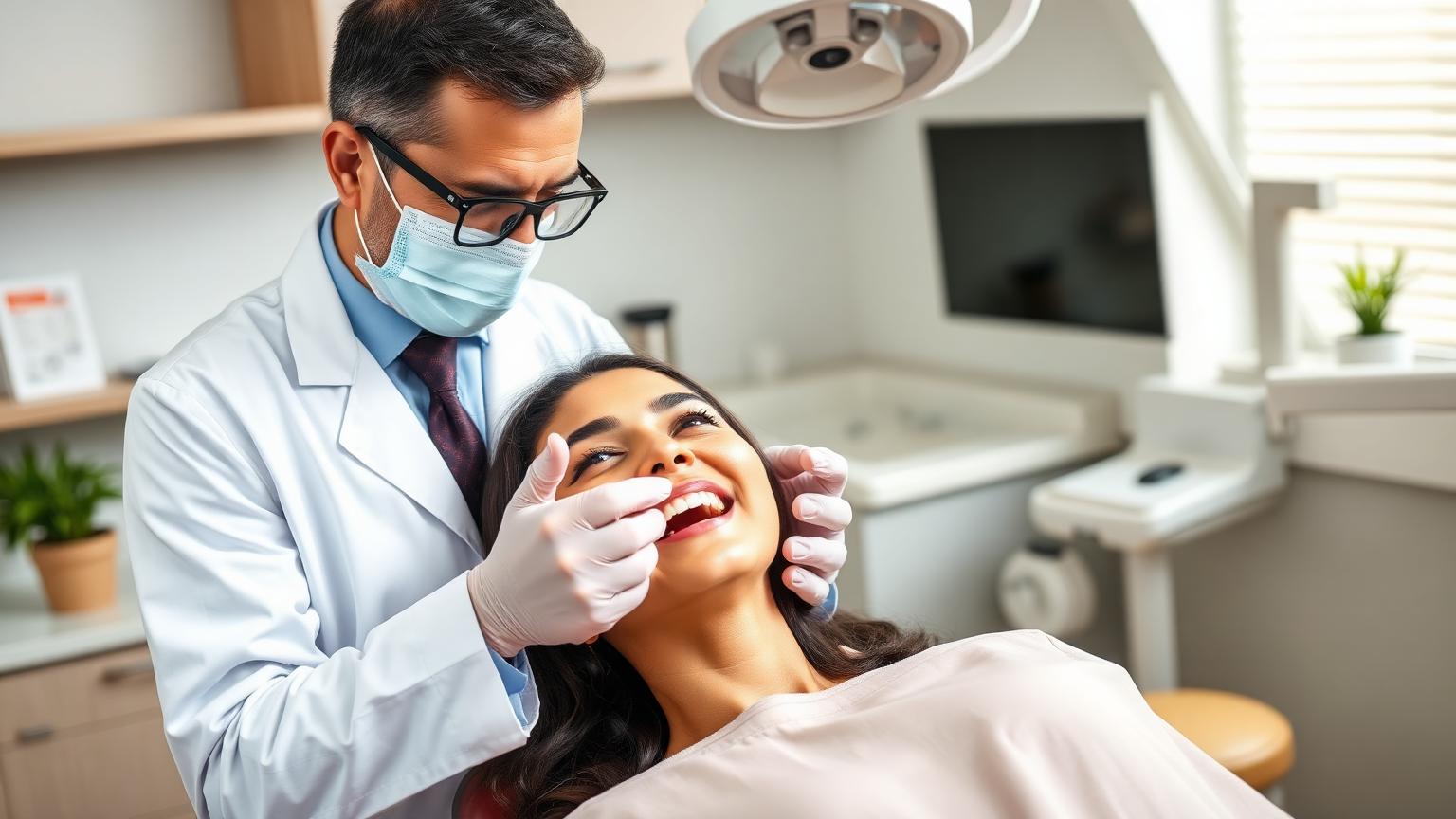 Dentist calmly explaining possible temporary sensitivity and aftercare to a comfortable adult patient