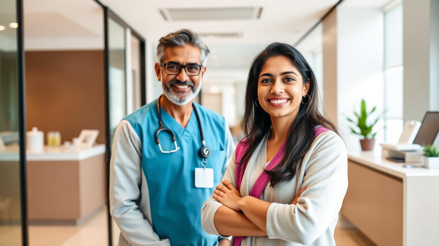 Patient arriving at a welcoming dental clinic for a cosmetic consultation