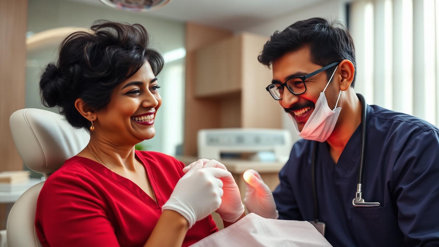 Patient smiling naturally during a positive cosmetic dental consultation