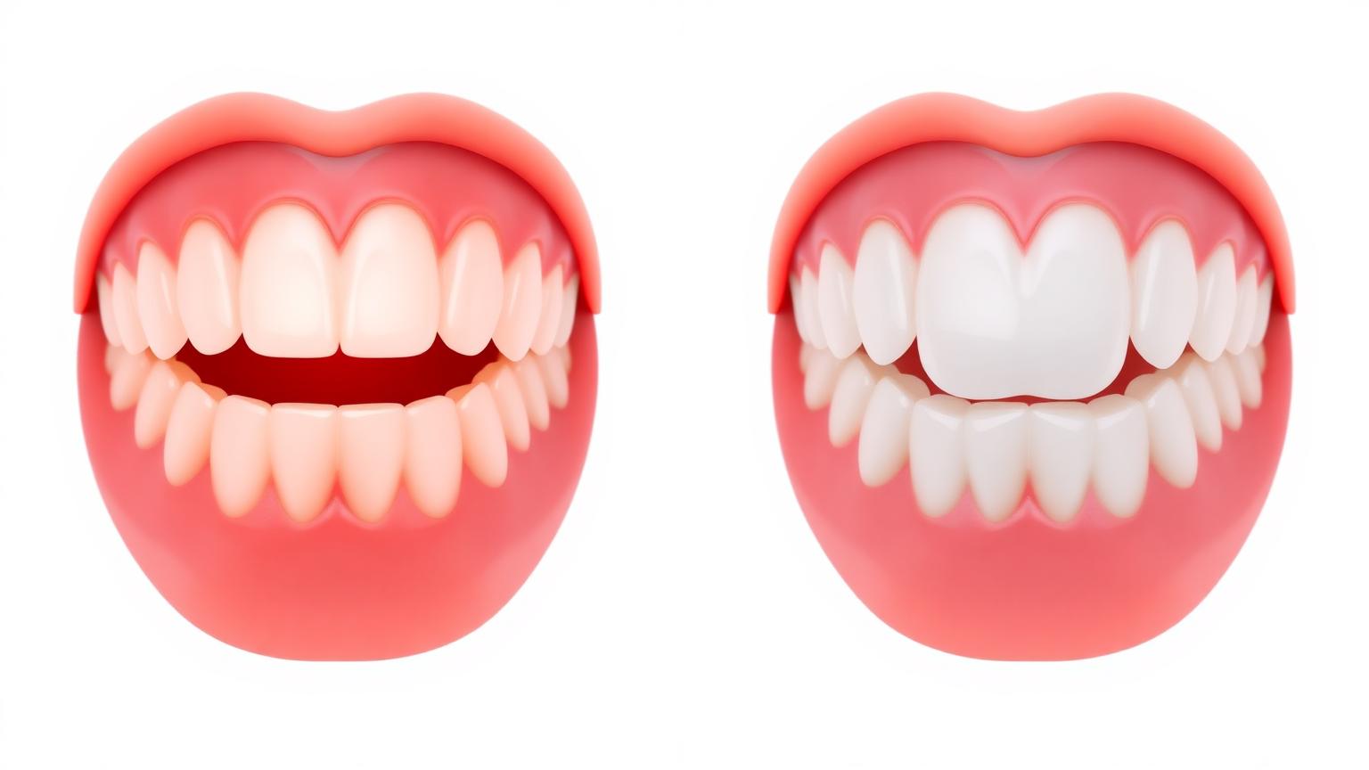 Dental comparison of tooth whitening and a veneer fitted to a tooth